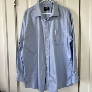 Nordstrom Men’s Shop Smartcare Wrinkle-Free Blue Dress Shirt 18 34/35